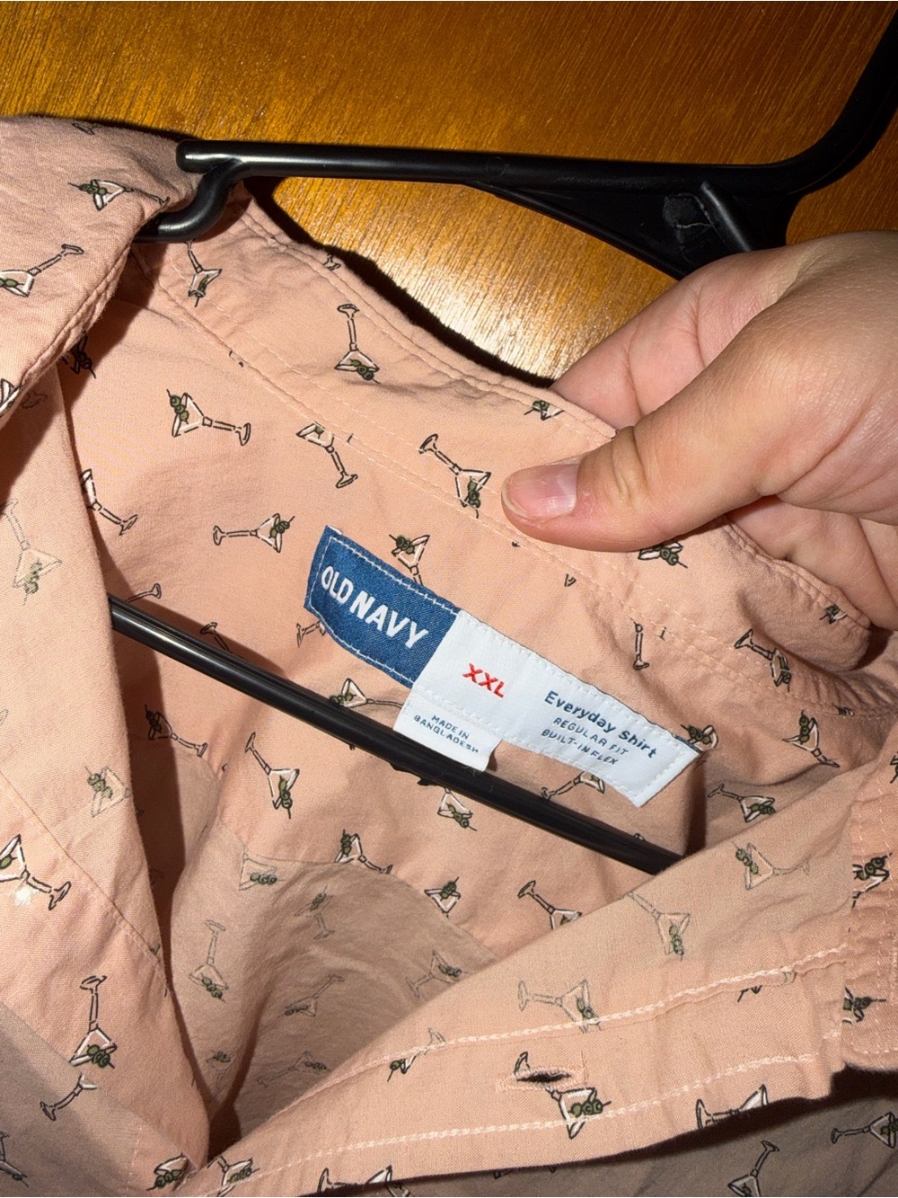 Old Navy Peach Short-Sleeve Shirt with Martini Glass Print